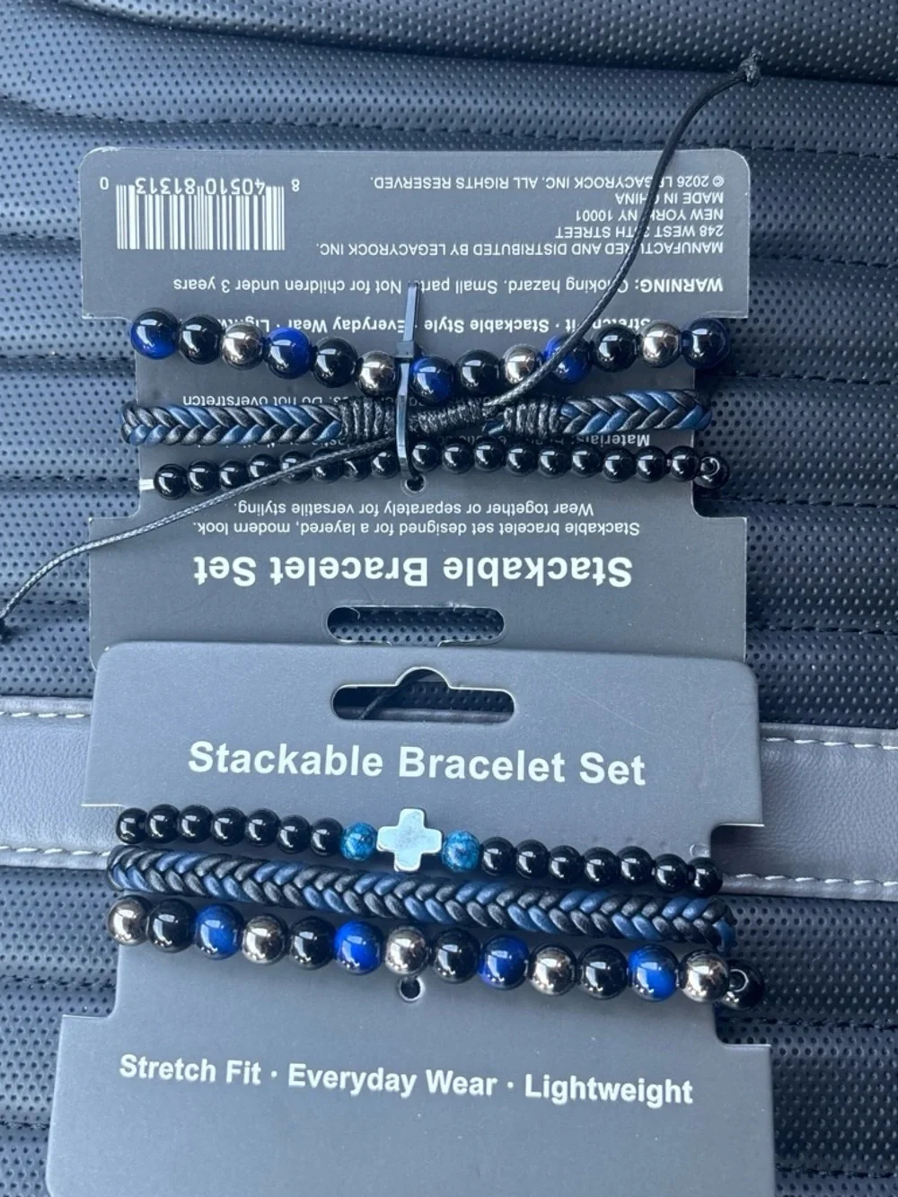 a new day Black and Brown Men's Stackable Bracelet Set